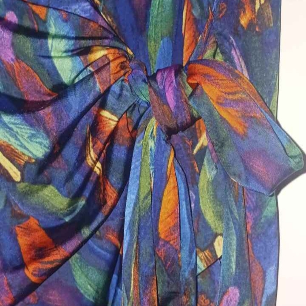 Vintage 80’s Carmen Marc Valvo Disco Artsy Festival stretchy wrap Top Sz XS - Picture 5 of 5